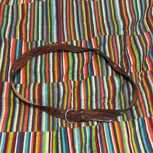 Vintage leather belt, 54 inches fast shipping brown silver diamonds